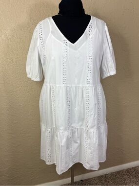 Little White Dress Plus Size Eyelet Coastal Cottage Bridal Wedding Graduation